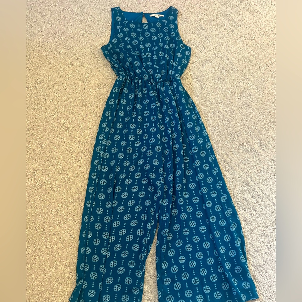 Francesca’s Turquoise Patterned Jumpsuit Size Small